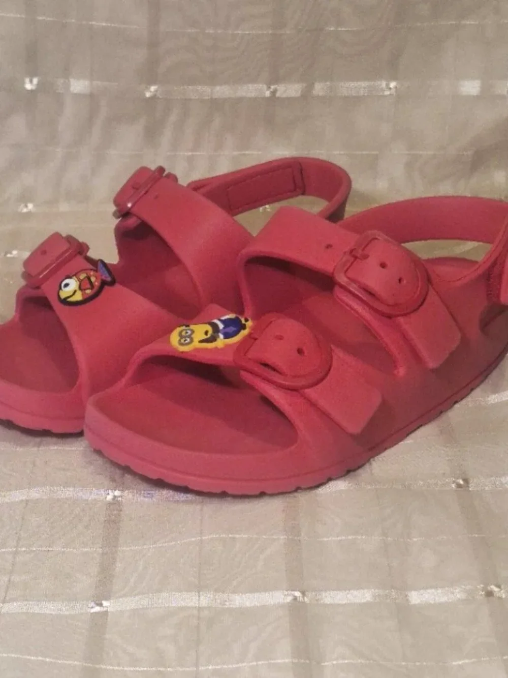 WONDER NATION Toddler Boys Size 11-12 EVA Two Buckle Sandals Ankle Strap • Red